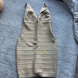 Gold Herve Leger dress